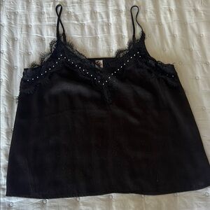 Black Lace Trim Camisole Top